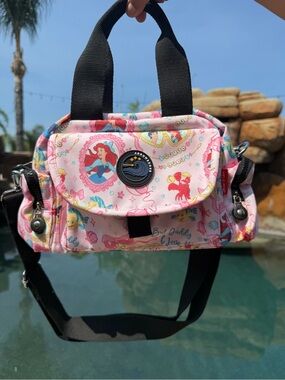 Women Ariel Pink Character Crossbody Bag with Black Strap